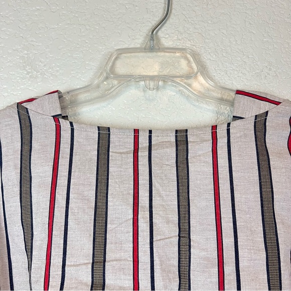 JOA Los Angeles Womens Crop Top Tan Stripped Long Sleeve Open Back Ties Large - Picture 2 of 8